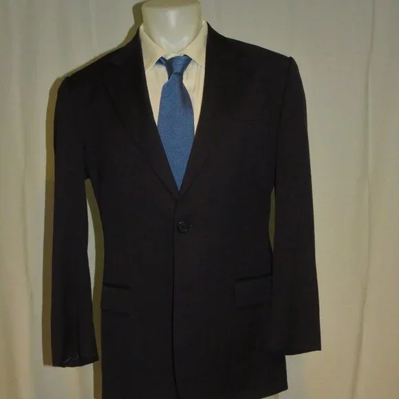 Versace Mainline x Castangia Recent Dark Blue Woven Two Button Suit Jacket 40L